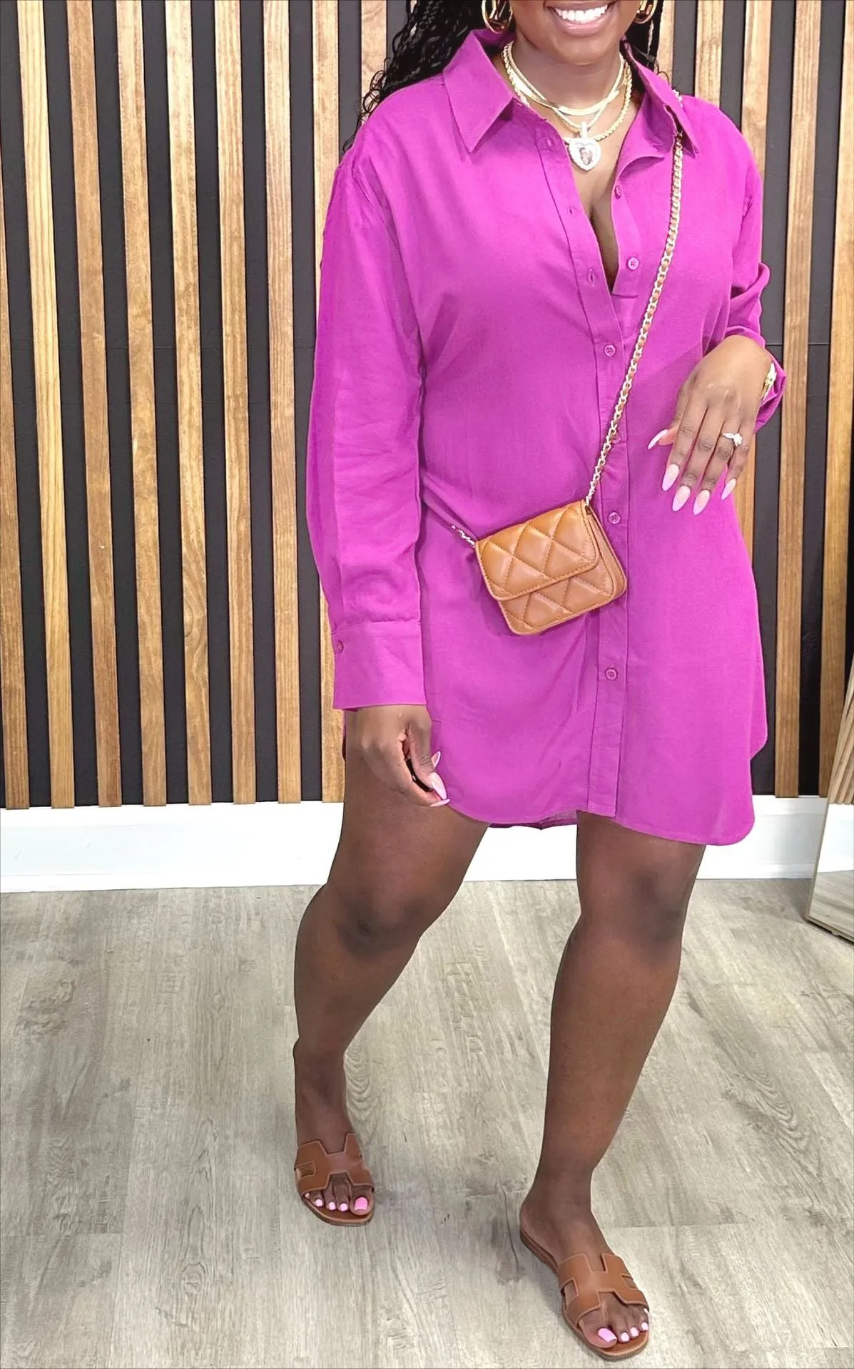 Effortless Casual Long-Sleeve Button-Up Shirt Dress