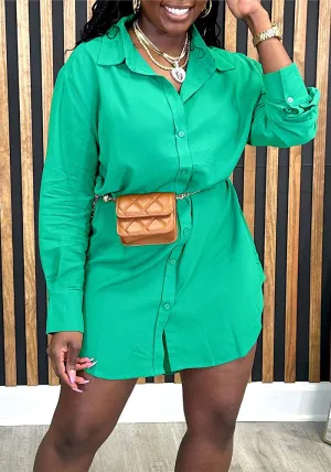 Effortless Casual Long-Sleeve Button-Up Shirt Dress