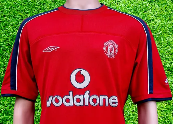 ENGLISH PREMIER MANCHESTER UNITED FC 2000-2002 FA PREMIER LEAGUE CHAMPION UMBRO PRO-TRAINING JERSEY SHIRT LARGE