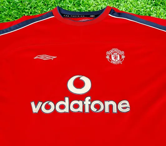 ENGLISH PREMIER MANCHESTER UNITED FC 2000-2002 FA PREMIER LEAGUE CHAMPION UMBRO PRO-TRAINING JERSEY SHIRT LARGE