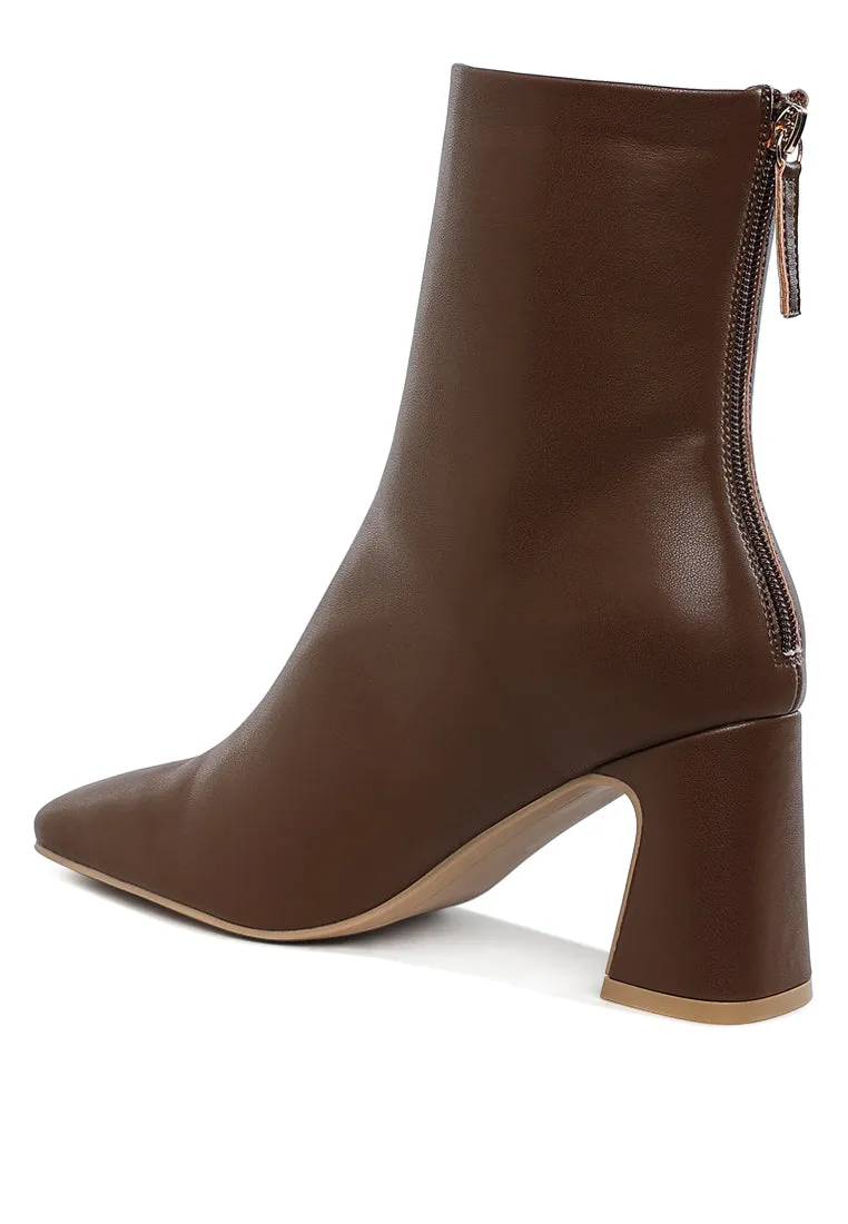 Faux Leather Square Toe Ankle Boots By RAG