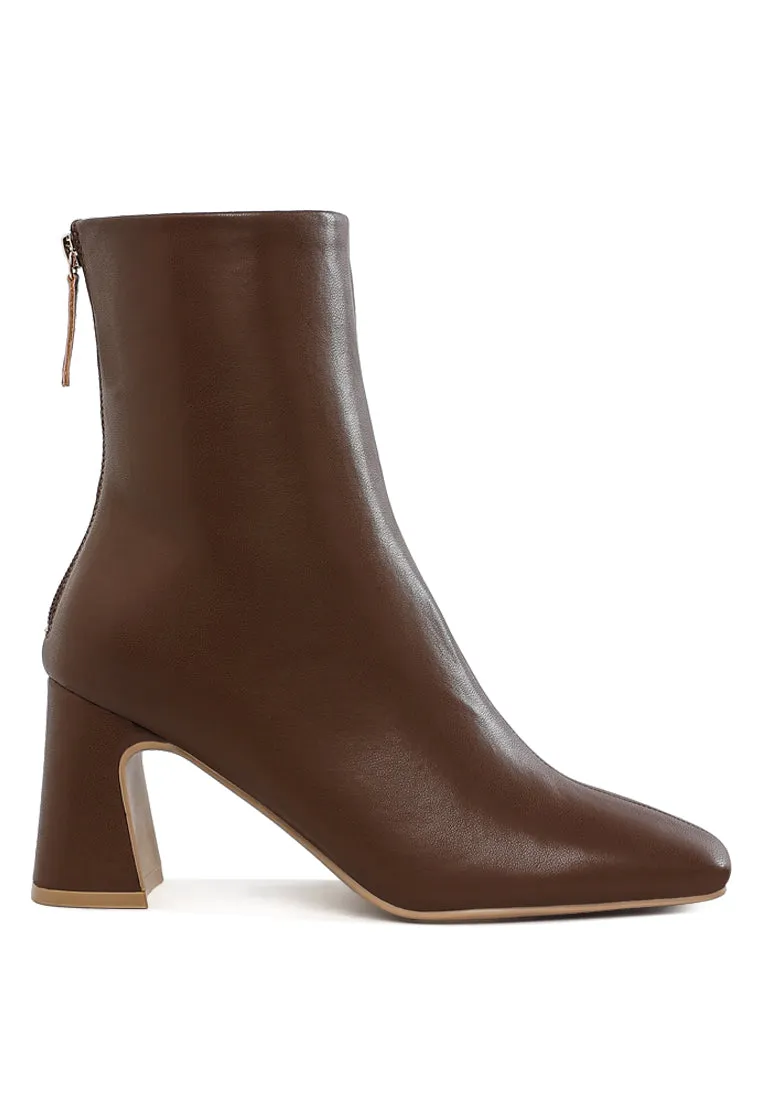 Faux Leather Square Toe Ankle Boots By RAG
