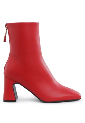 Faux Leather Square Toe Ankle Boots By RAG