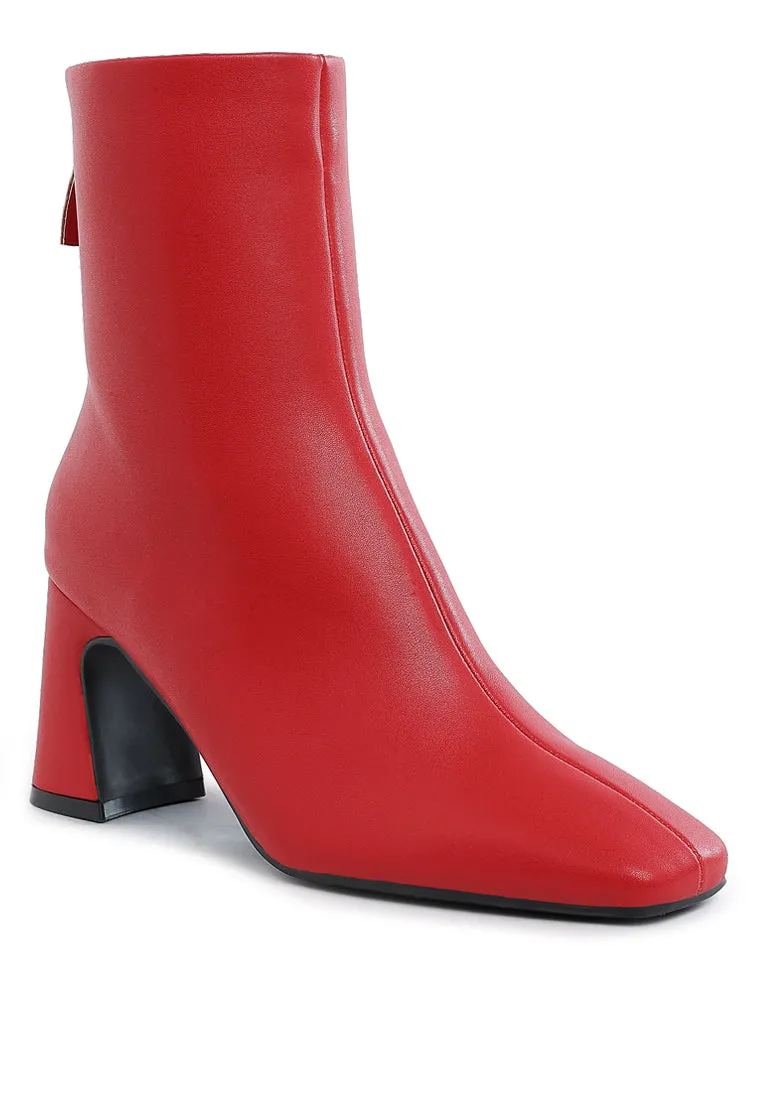 Faux Leather Square Toe Ankle Boots By RAG
