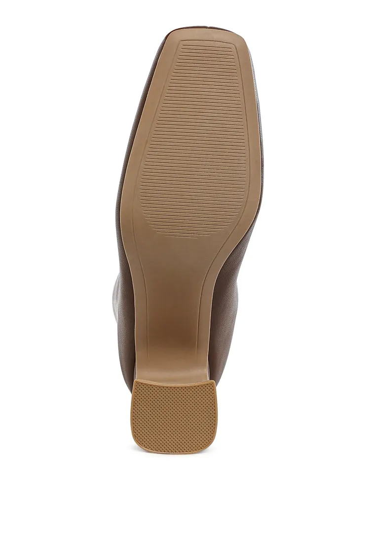Faux Leather Square Toe Ankle Boots By RAG