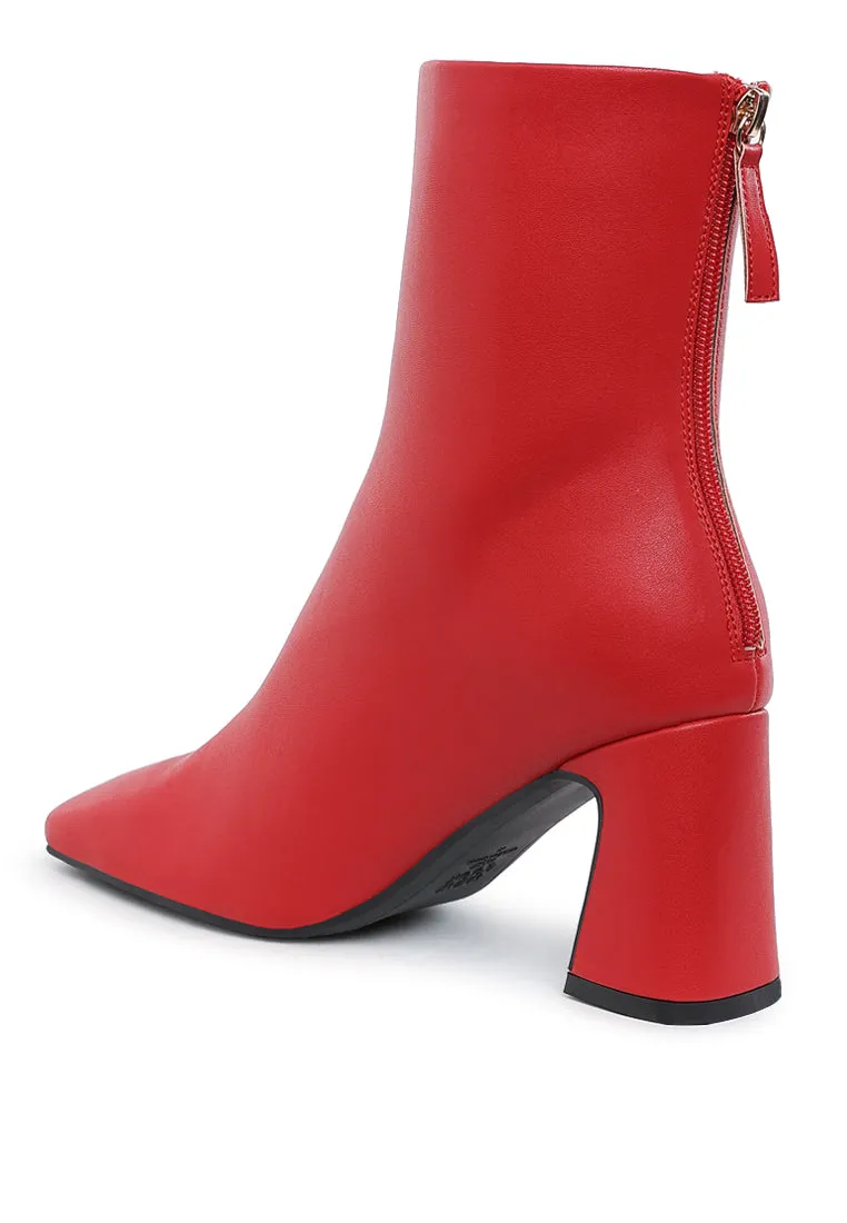 Faux Leather Square Toe Ankle Boots By RAG