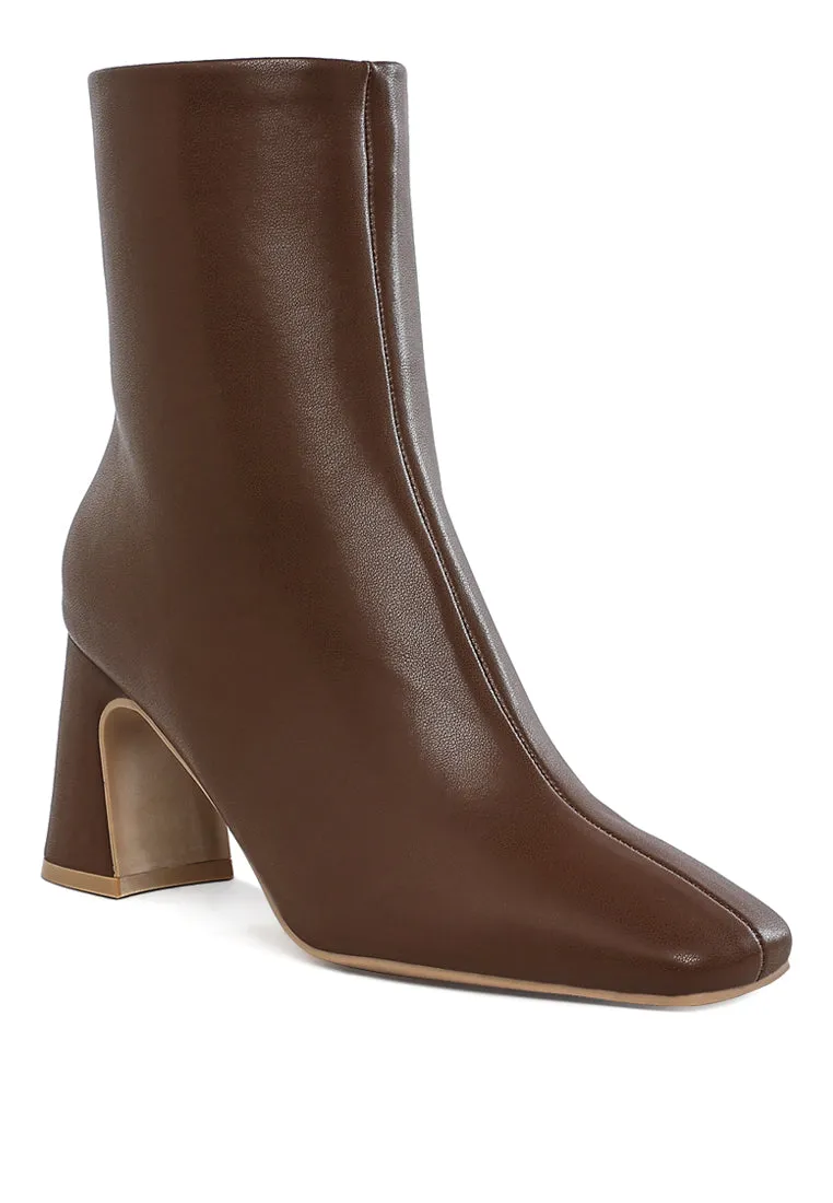 Faux Leather Square Toe Ankle Boots By RAG