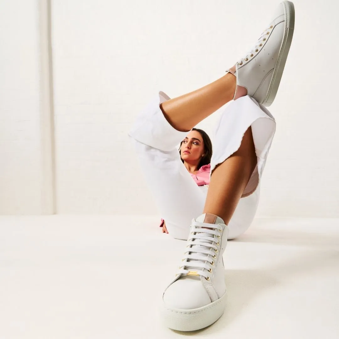 Flare - White Dusty Pink Leather