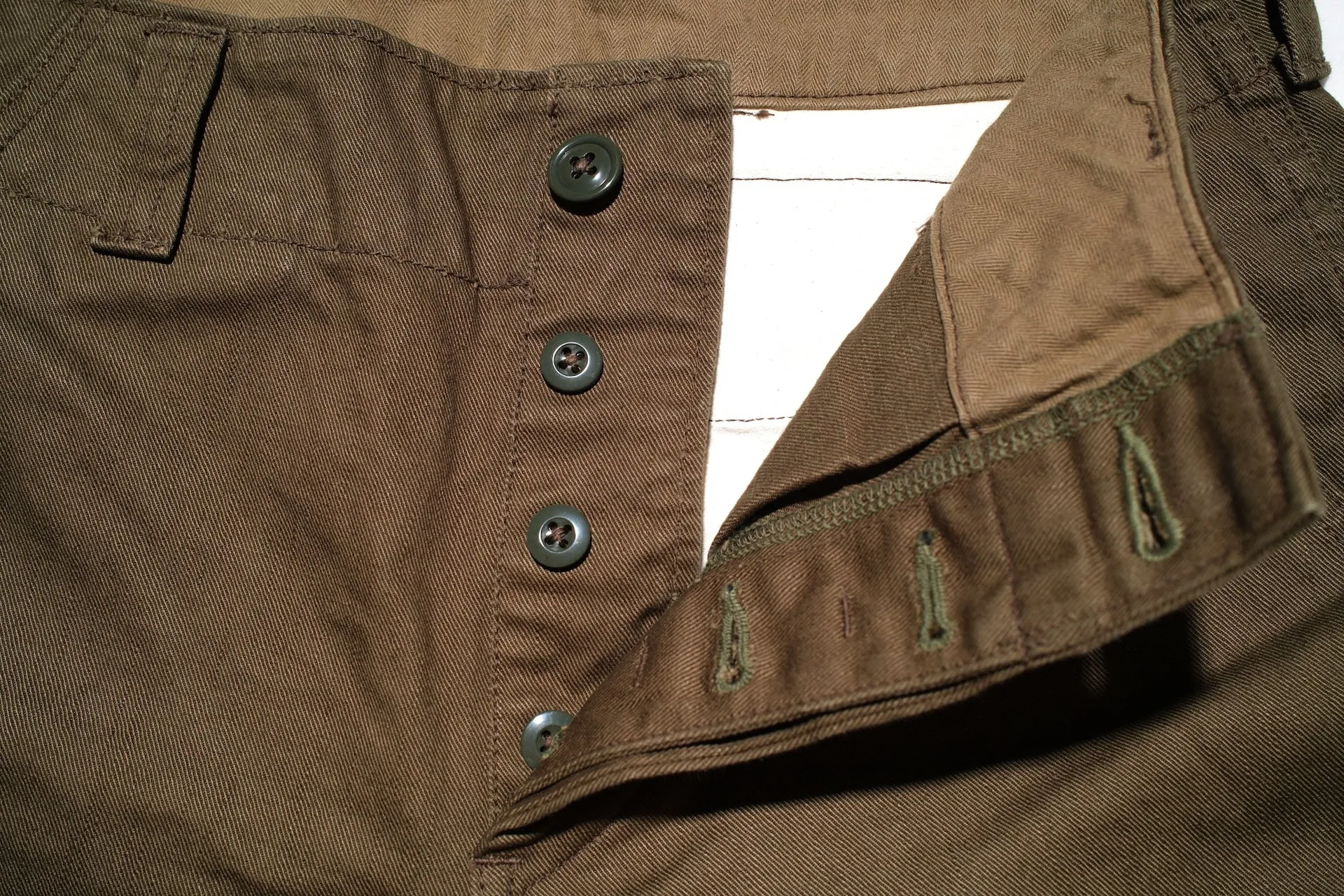 Freewheelers Heavyweight Cotton Drill "Aviators' Trousers" (Dark Olive)