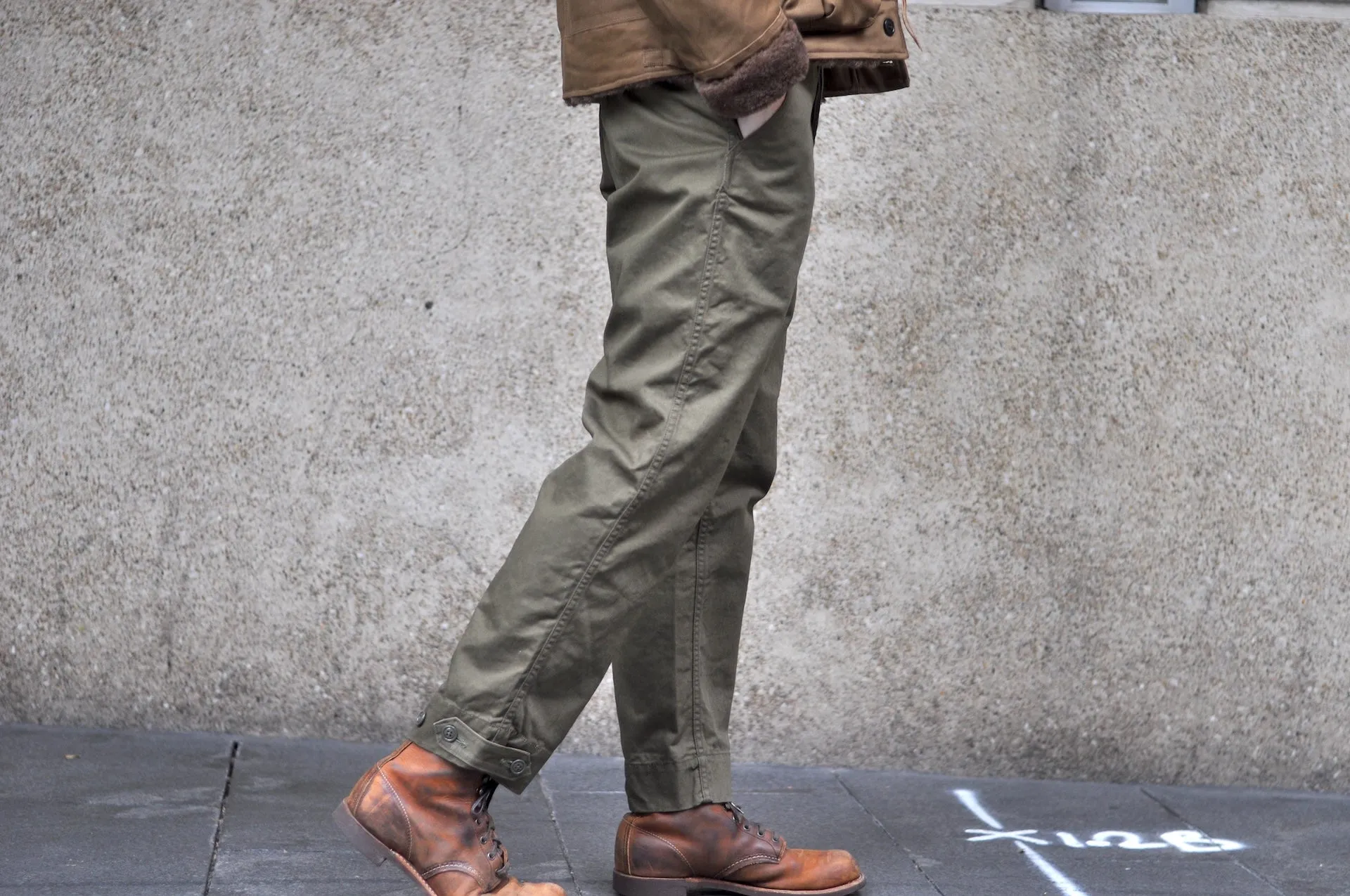 Freewheelers Heavyweight Cotton Drill "Aviators' Trousers" (Dark Olive)