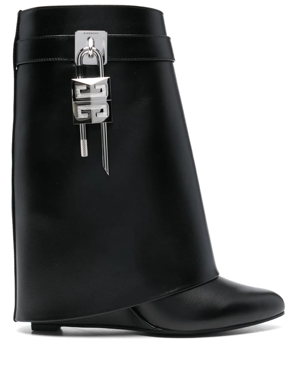 Givenchy Shark lock-embellished glossed-leather ankle boots