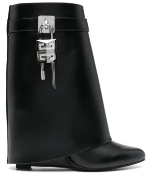 Givenchy Shark lock-embellished glossed-leather ankle boots