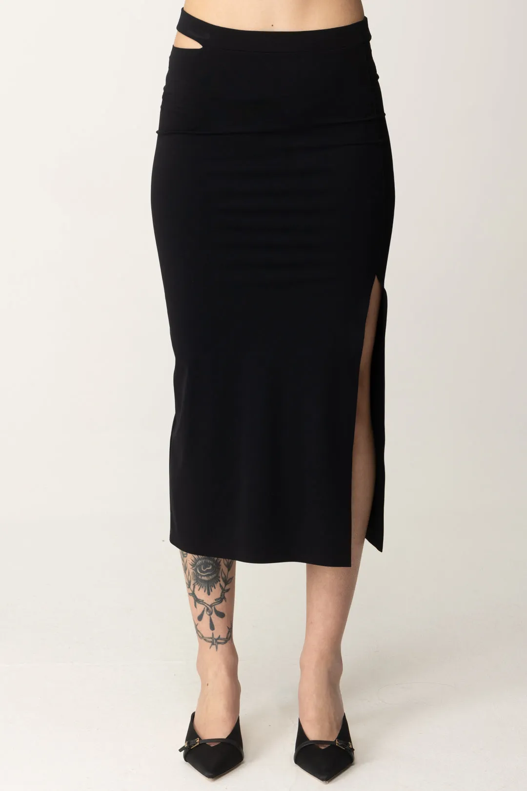 Gonna Midi Aderente con Cut-out Laterale