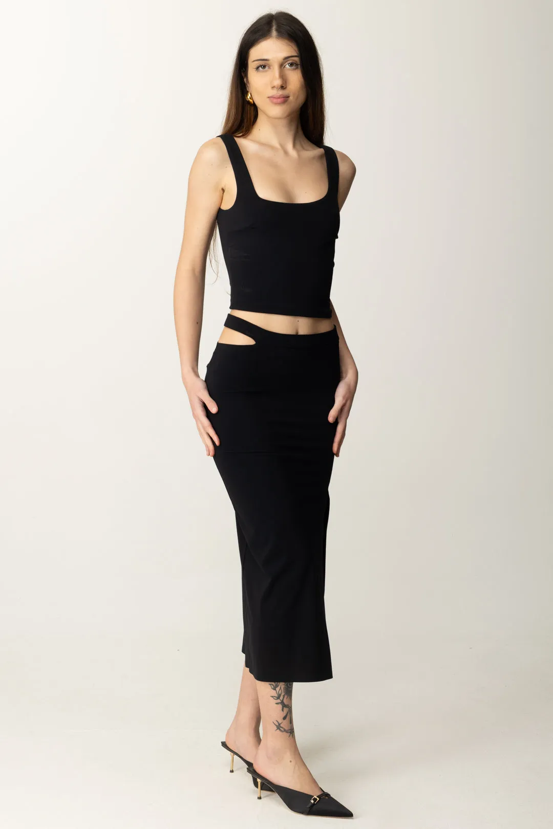 Gonna Midi Aderente con Cut-out Laterale