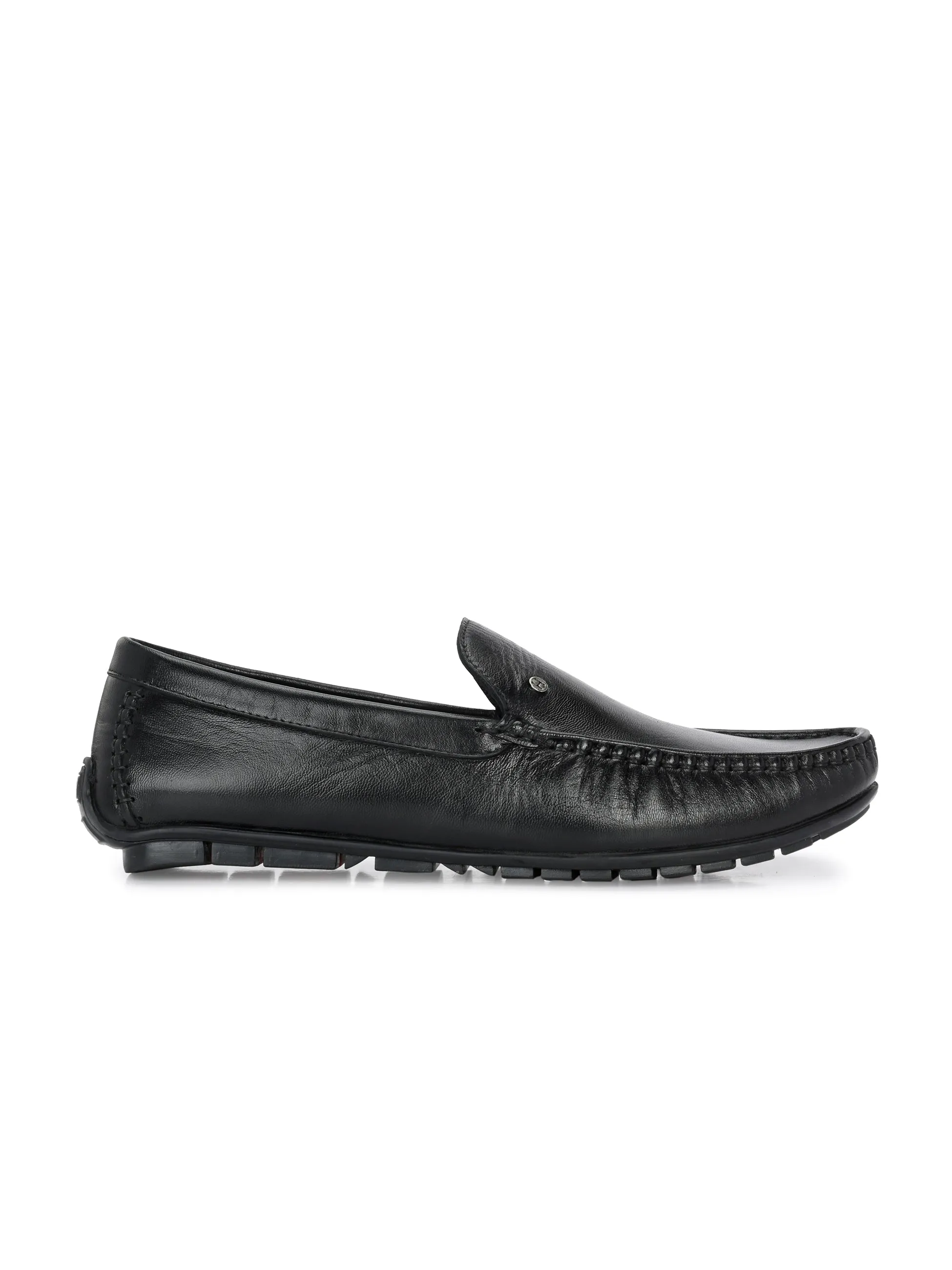 Hitz Men's Black Leather Casual loafers