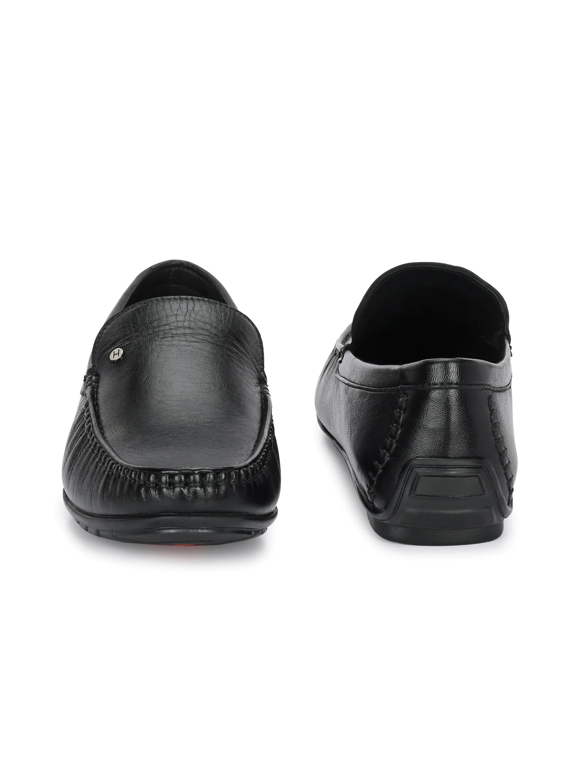 Hitz Men's Black Leather Casual loafers