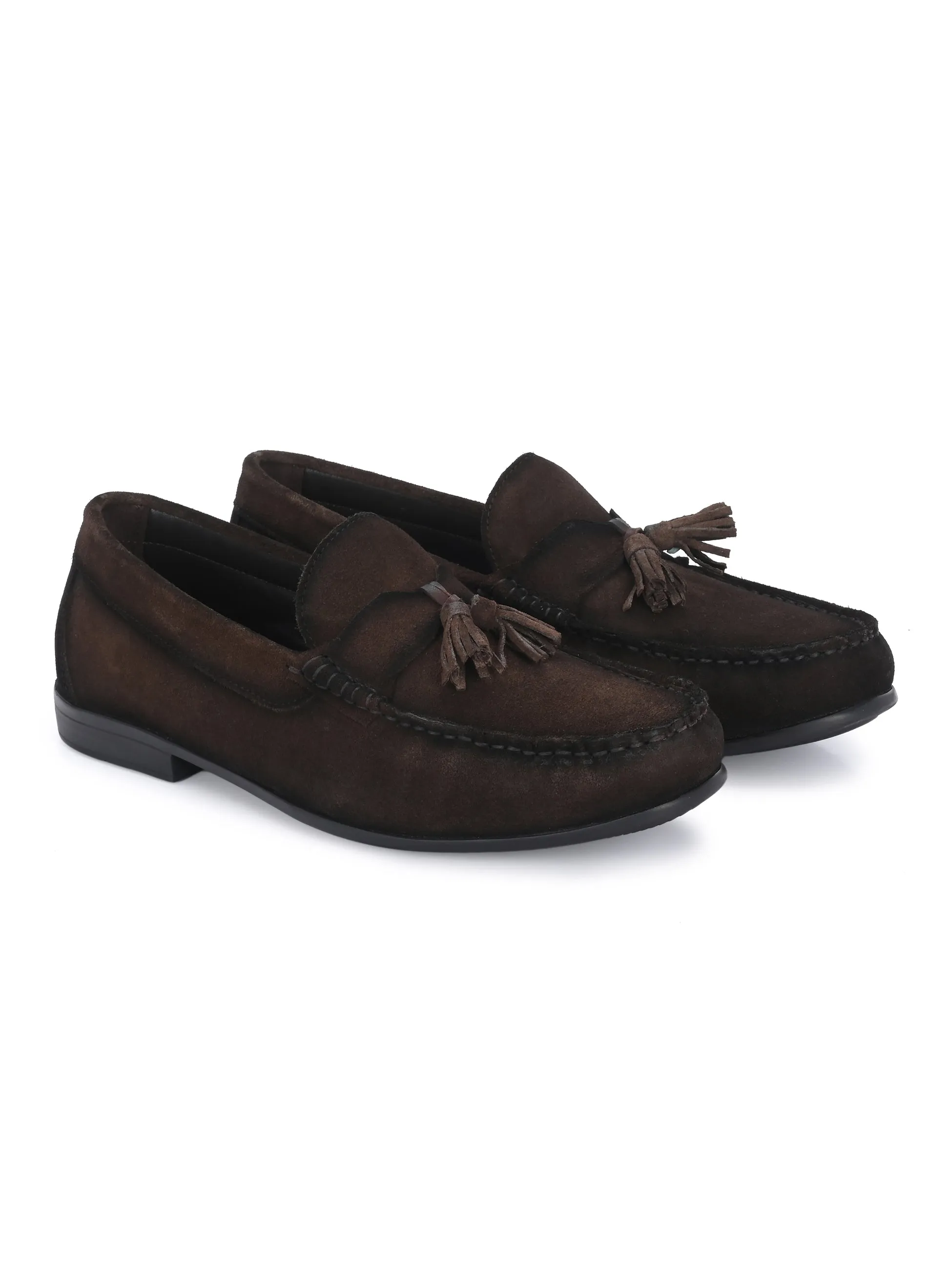HITZ Men's Brown Leather Casual Loafers