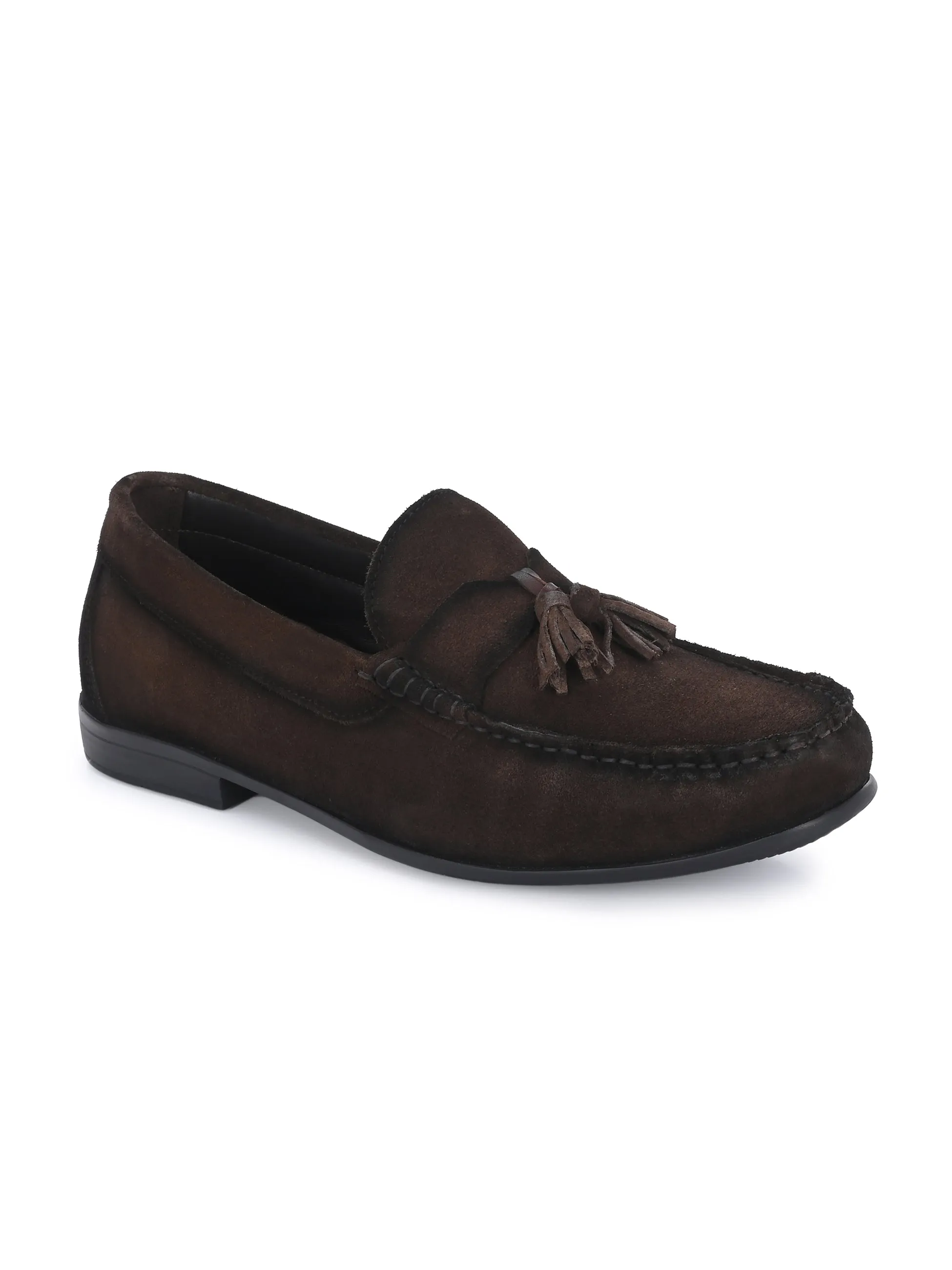 HITZ Men's Brown Leather Casual Loafers