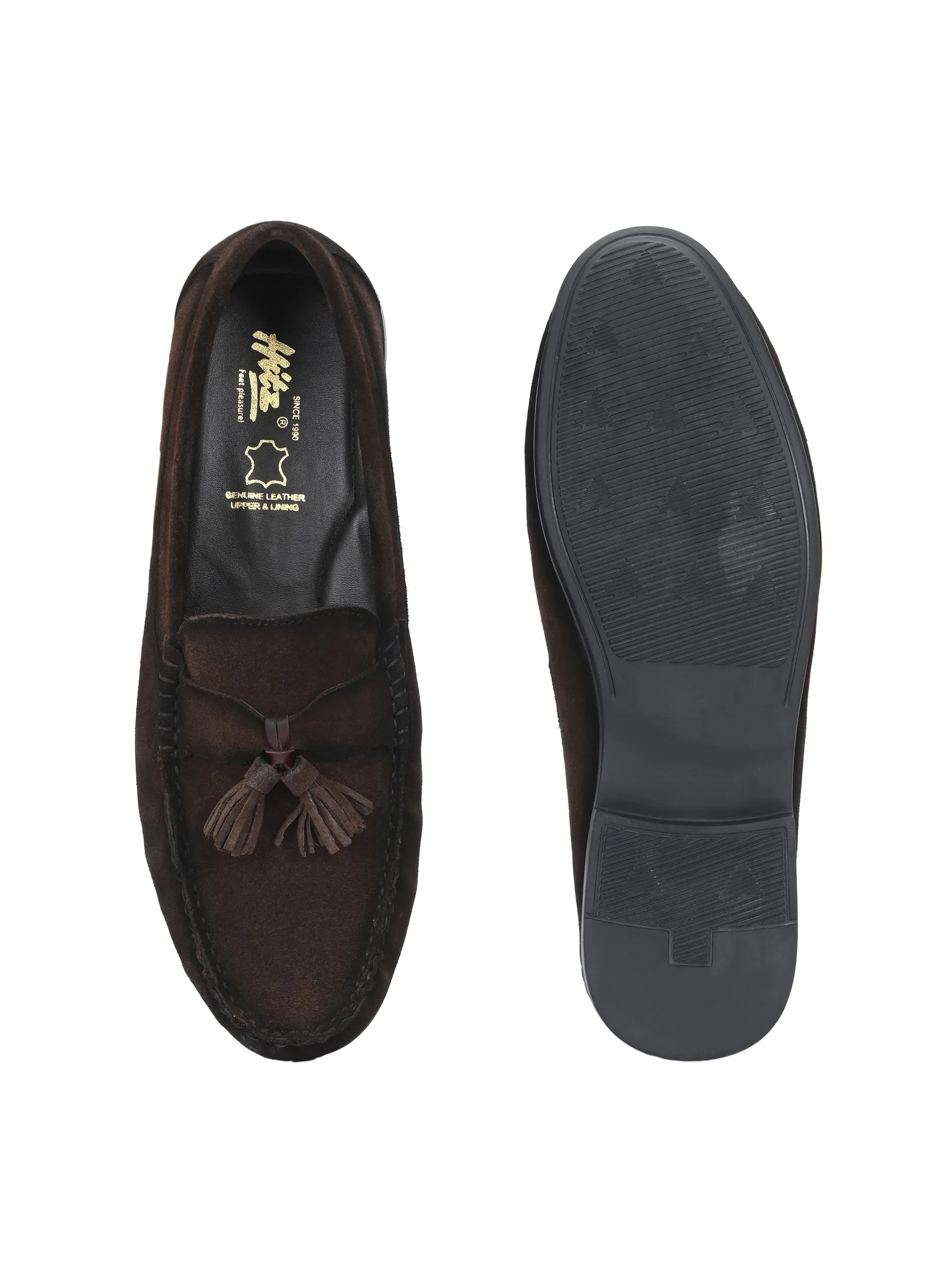 HITZ Men's Brown Leather Casual Loafers