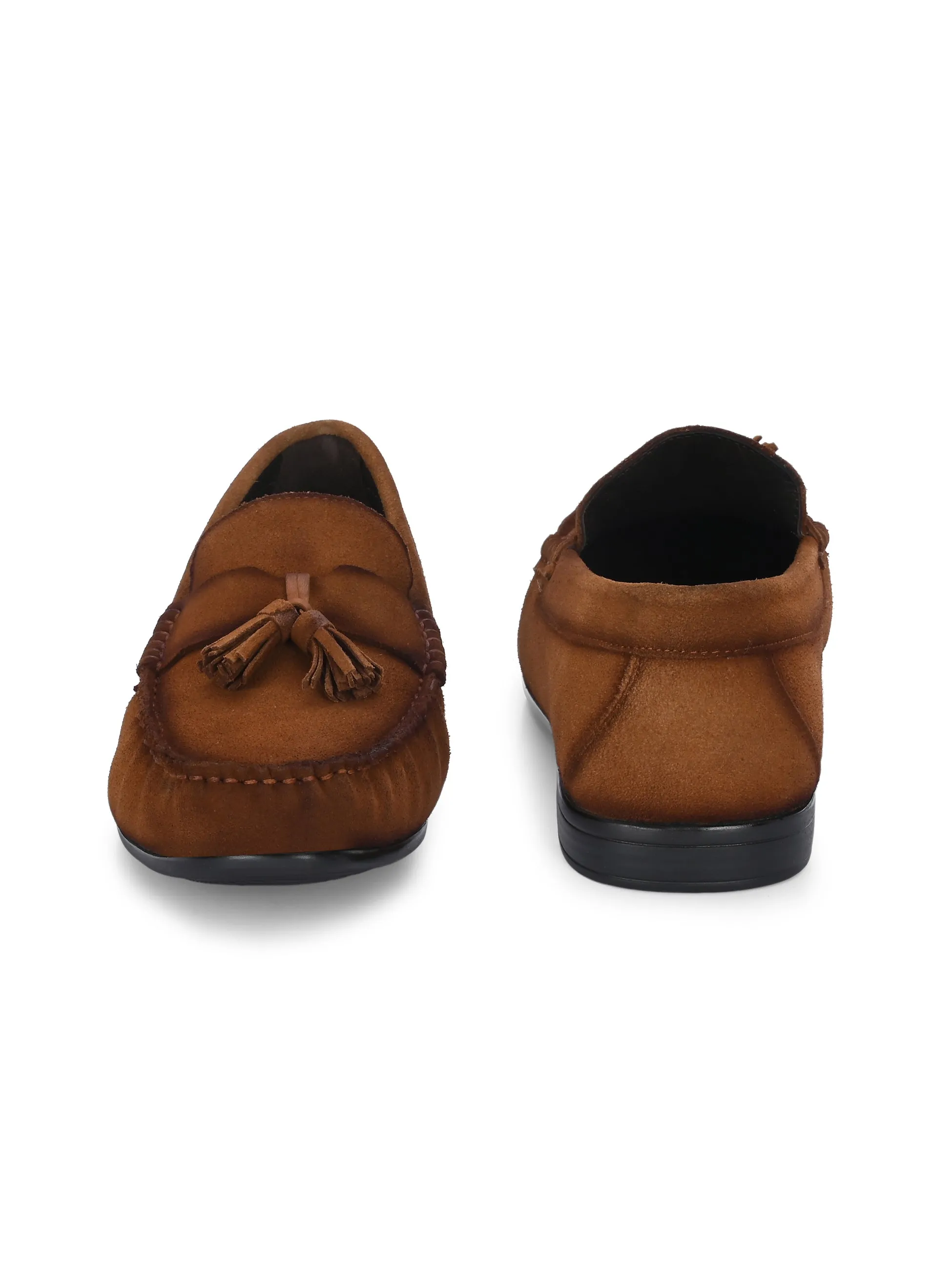 HITZ Men's Tan Leather Casual Loafers