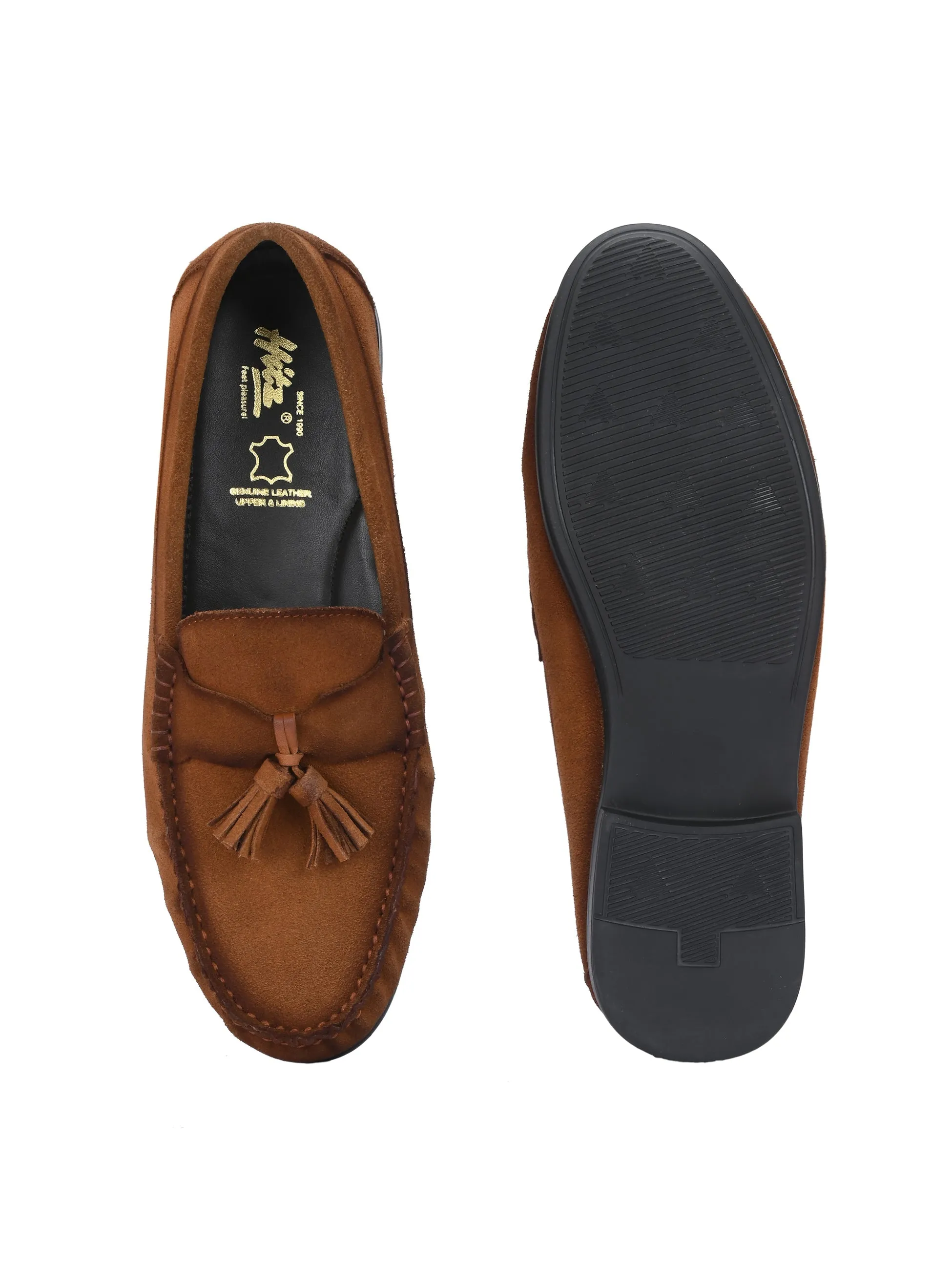 HITZ Men's Tan Leather Casual Loafers