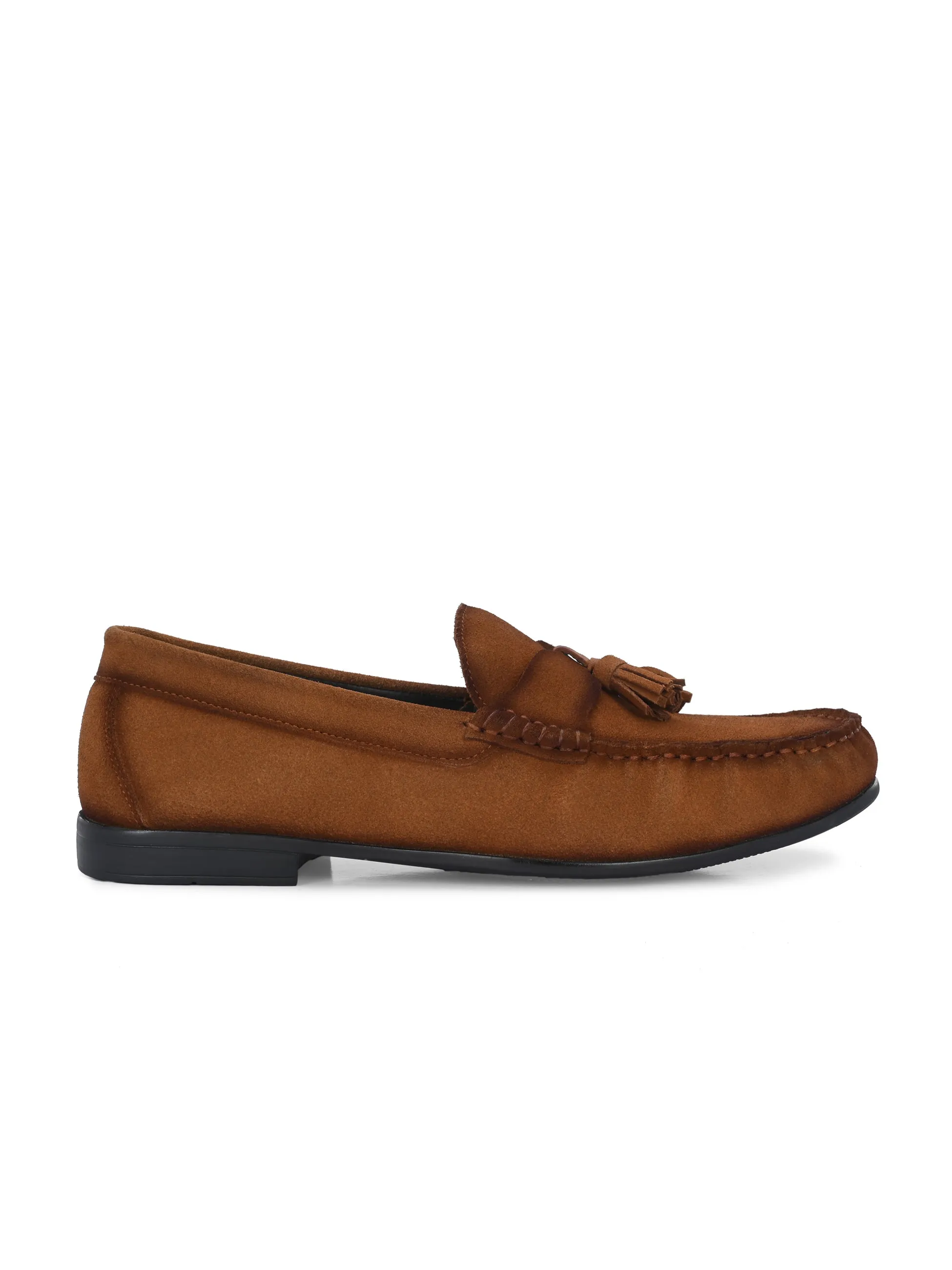 HITZ Men's Tan Leather Casual Loafers