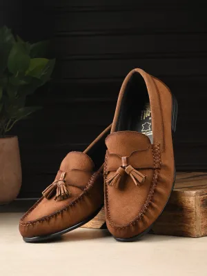 HITZ Men's Tan Leather Casual Loafers