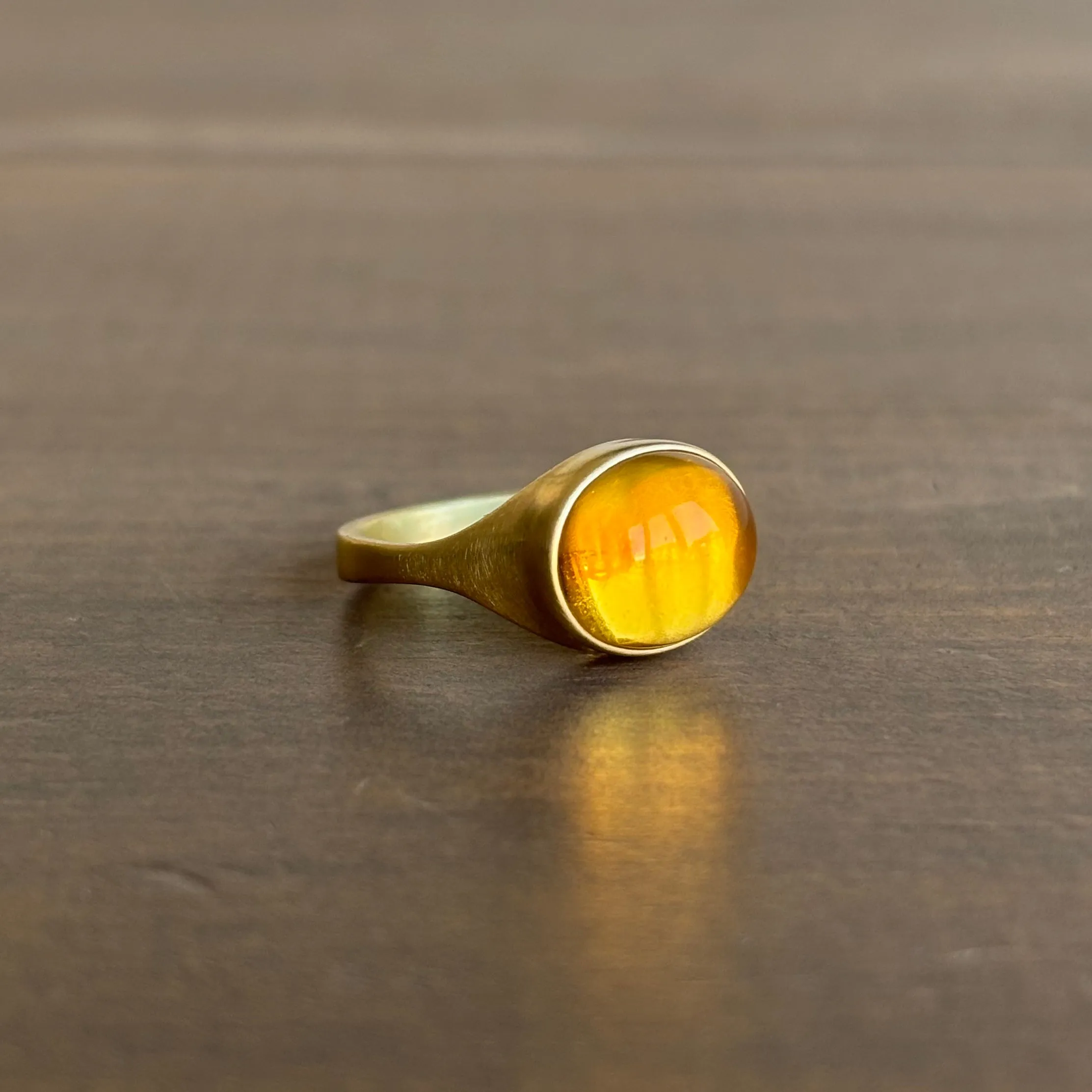 Horizontal Oval Citrine Cabochon Cast Ring