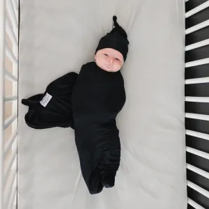HUGBUG Bamboo Black Swaddle | Hat Set