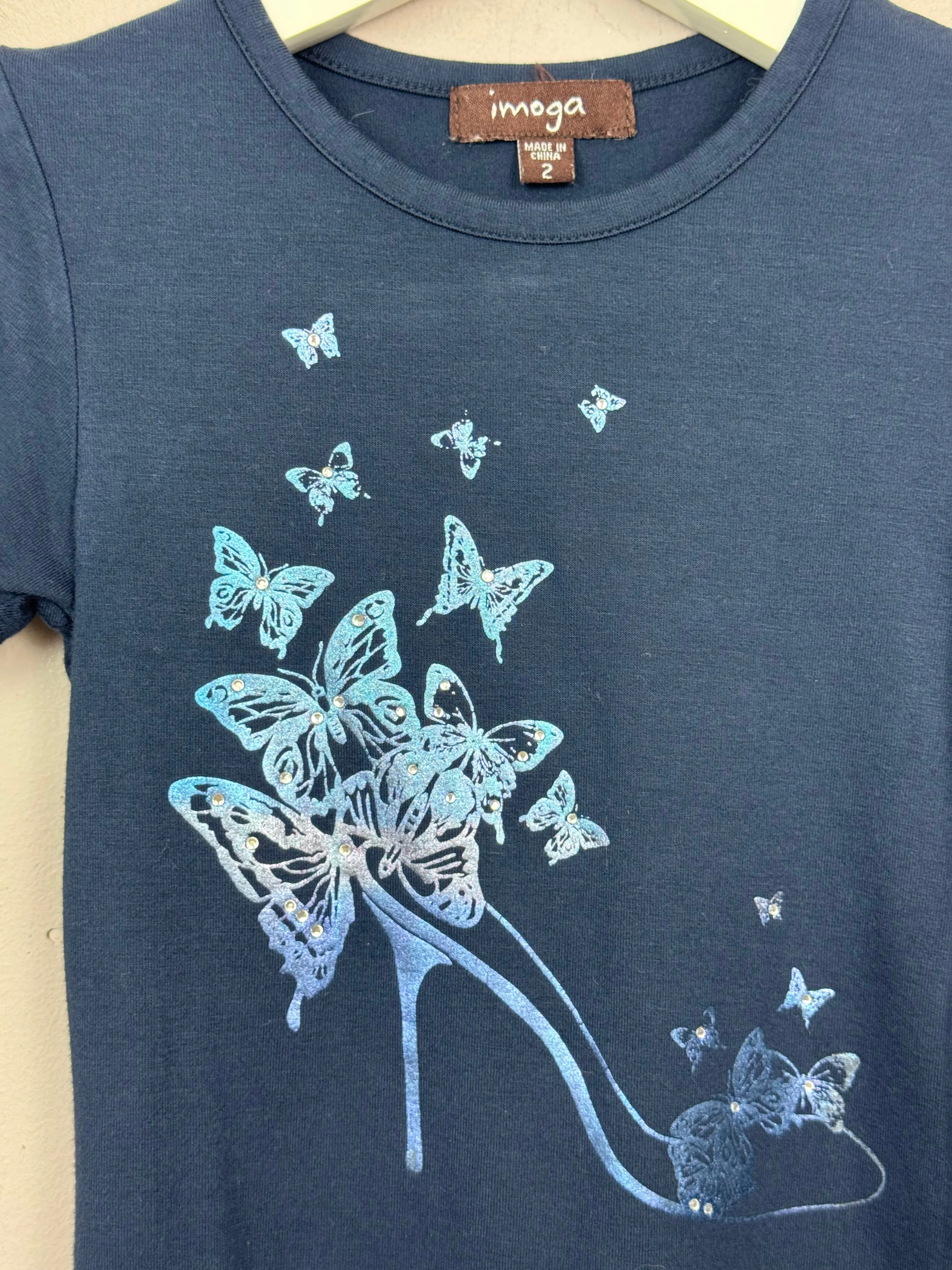 Imoga Navy Butterfly T-shirt 2y (sizing 18-24m)