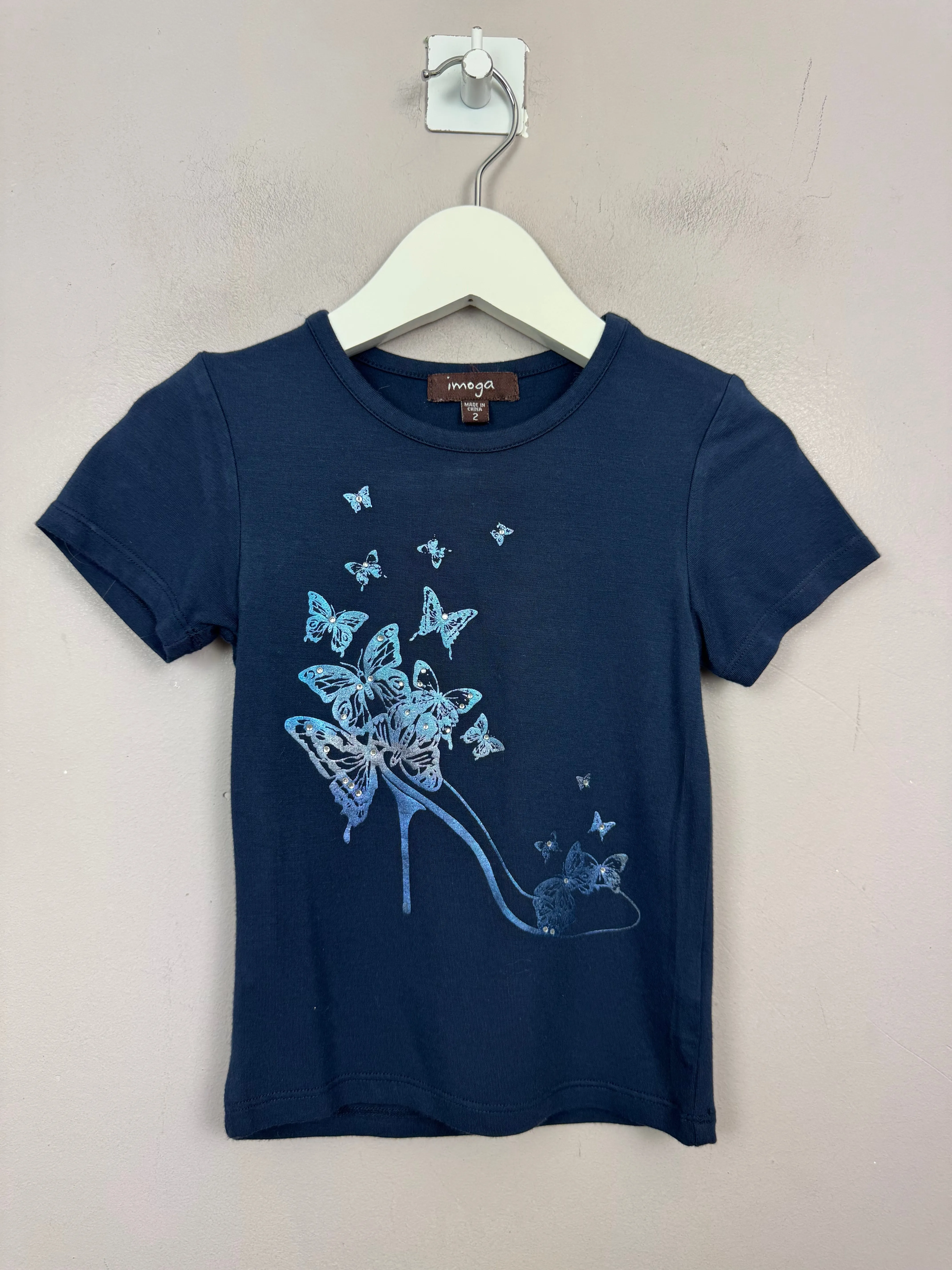 Imoga Navy Butterfly T-shirt 2y (sizing 18-24m)