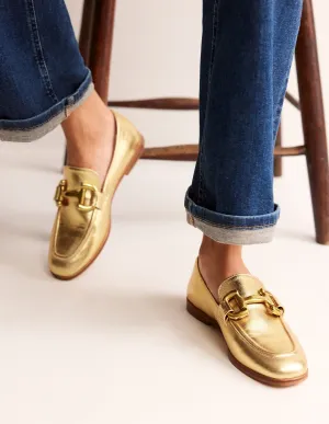 Iris Loafer mit Trensendetail-Gold Leder