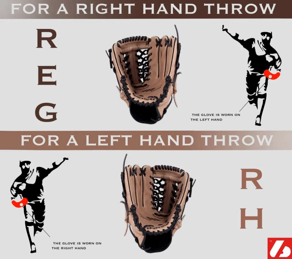 JL-120-baseball glove, outfiled, REG size 12" brown TAN