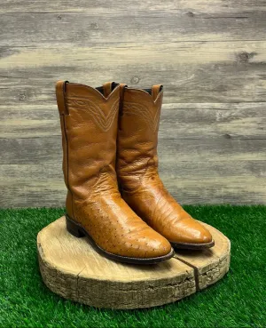 Justin Women - Size 6.5B - Vintage Cognac Smooth Ostrich Cowboy Boots L3021