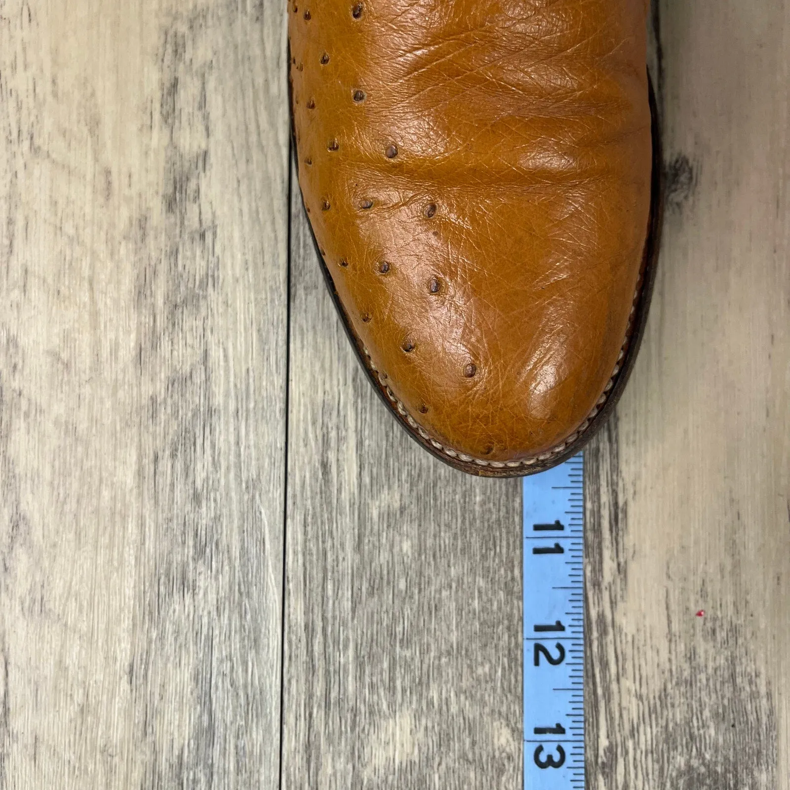 Justin Women - Size 6.5B - Vintage Cognac Smooth Ostrich Cowboy Boots L3021