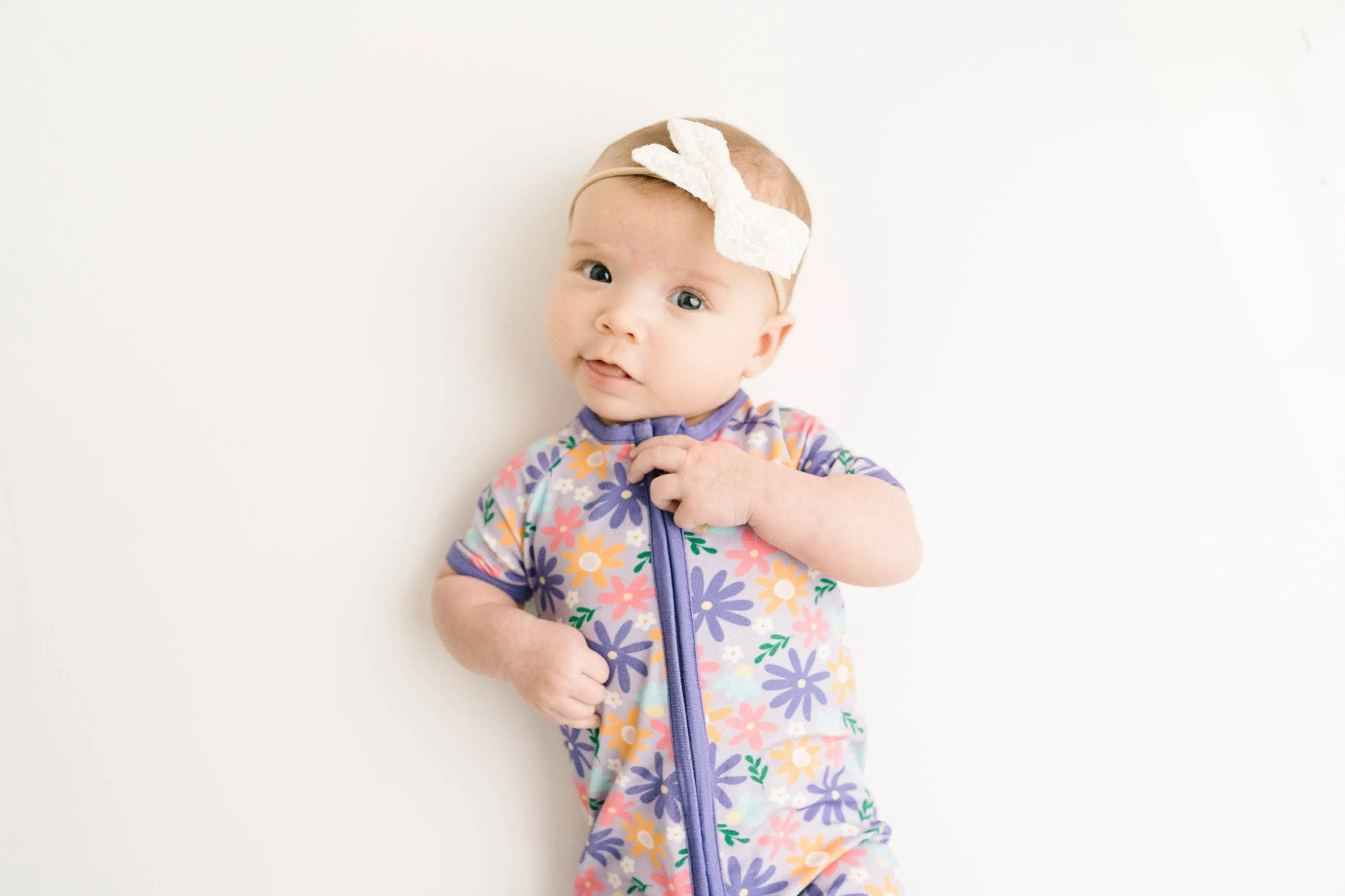 Lavender Blooms Bamboo Short Romper • size newborn
