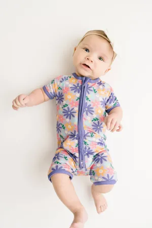 Lavender Blooms Bamboo Short Romper • size newborn
