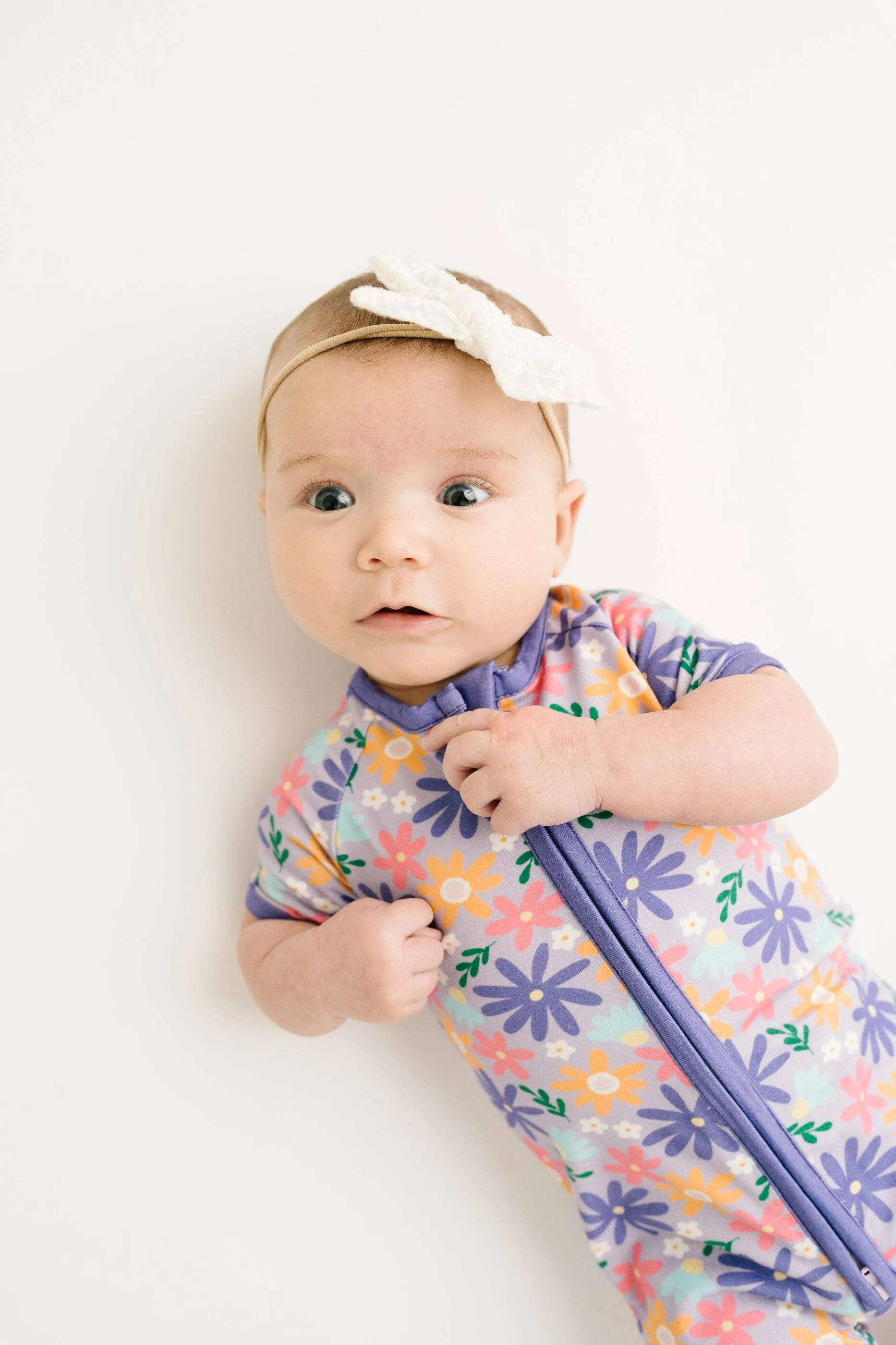 Lavender Blooms Bamboo Short Romper • size newborn