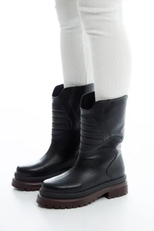 LEATHER BIKER BOOTS