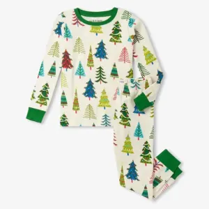Little Blue House Pajama Set - Christmas Trees