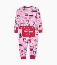 Little Blue House Pj's - Pink Ski Holiday Union Suit -18-24m