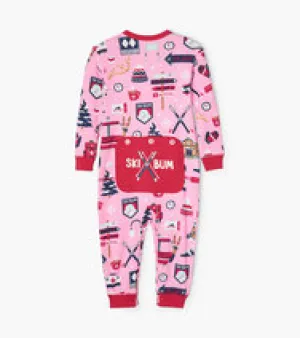 Little Blue House Pj's - Pink Ski Holiday Union Suit -18-24m