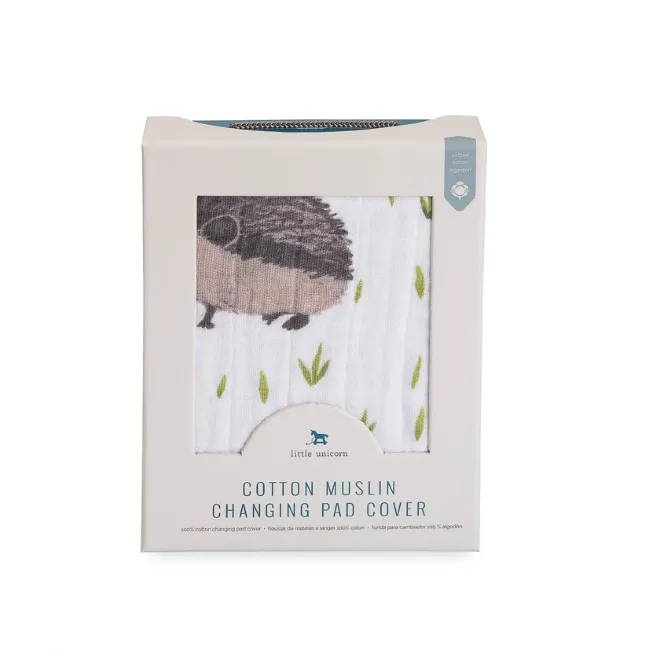 Little Unicorn Cotton Muslin Changing Pad Cover - Hedgehog