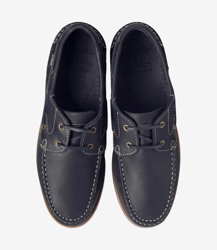 Loake Lymington Boat Shoe Navy Blue Nubuck
