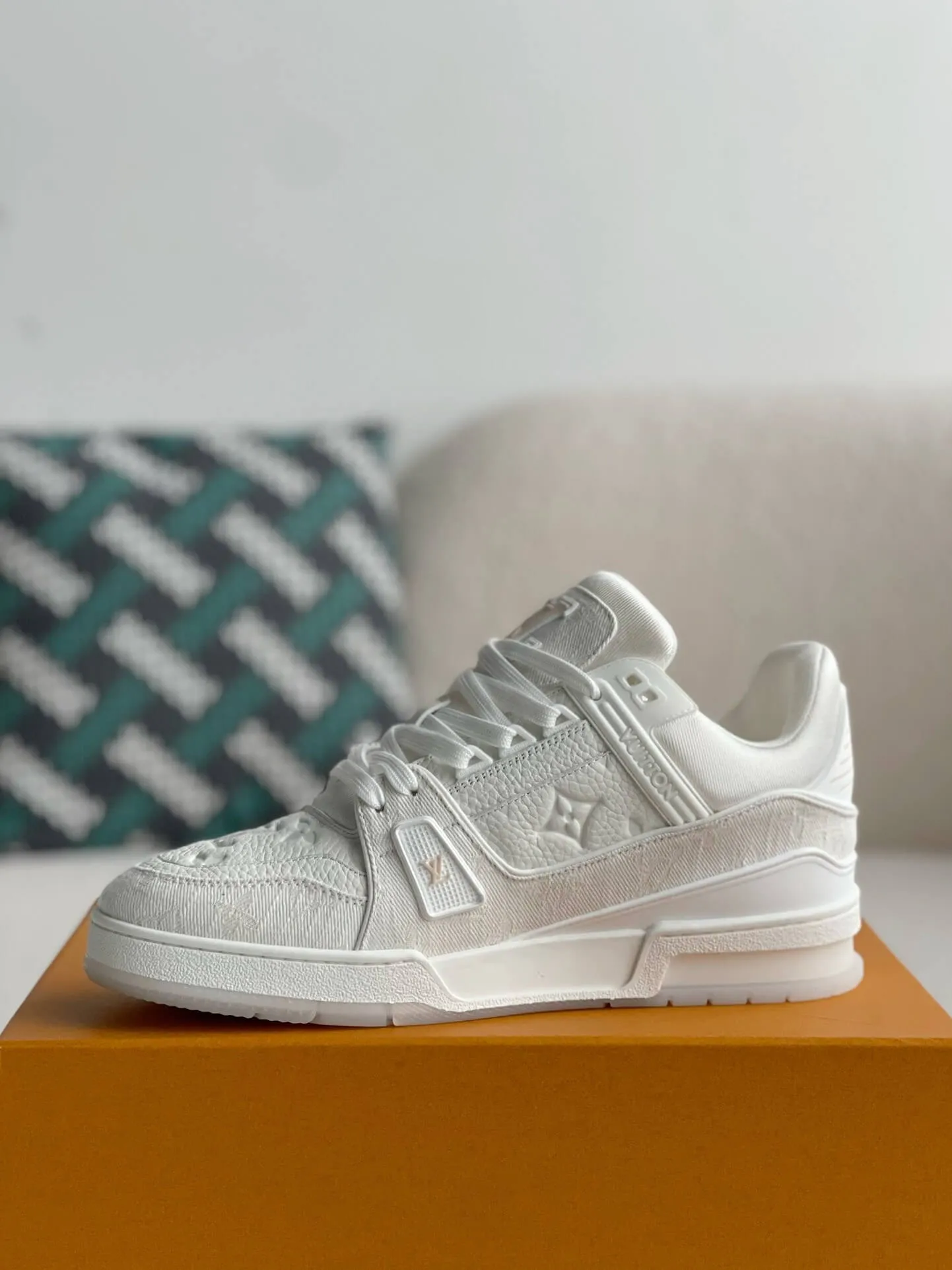 Louis Vuitton LV Trainer Monogram White Denim Sneaker