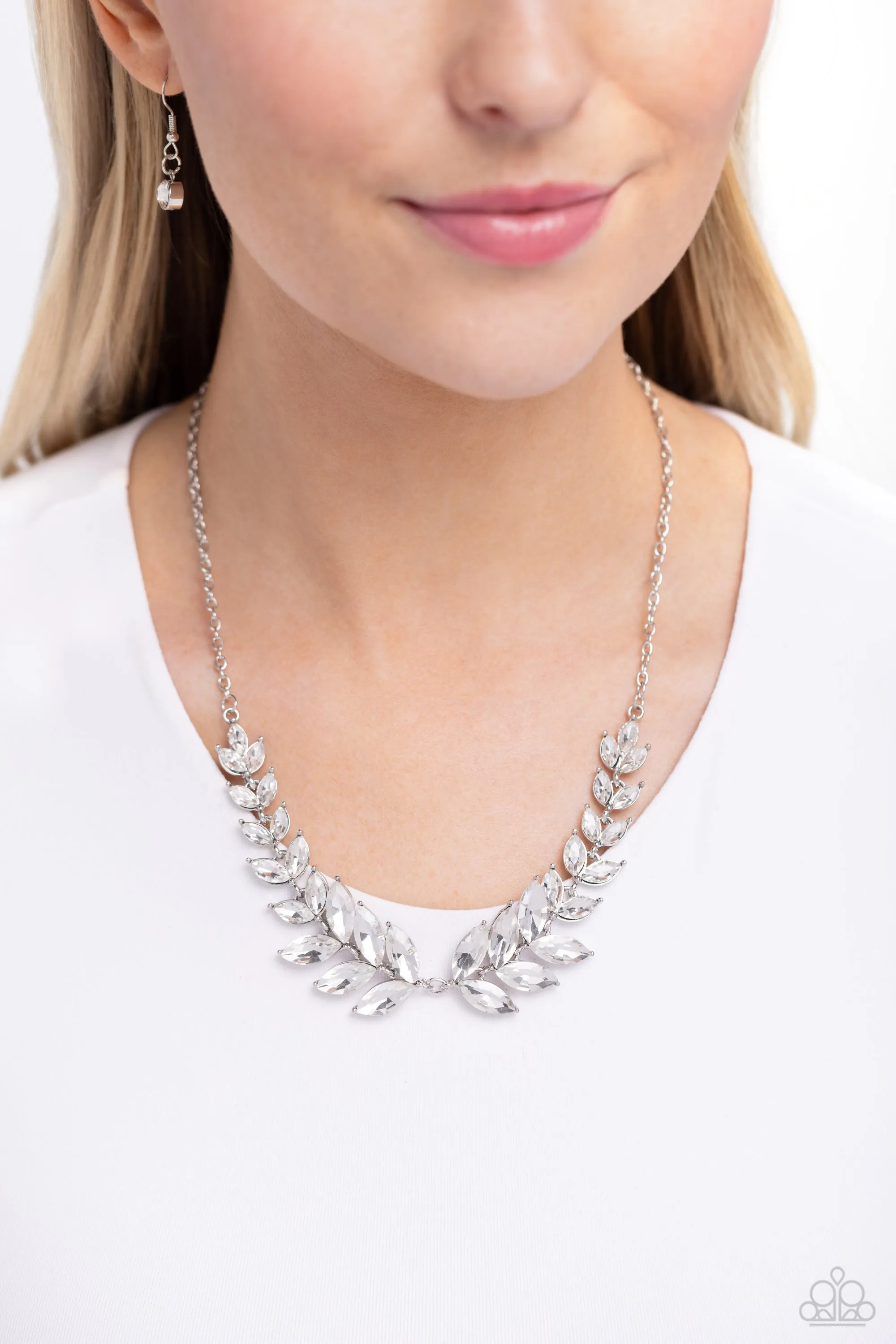 Luxury Laurels - White Necklace