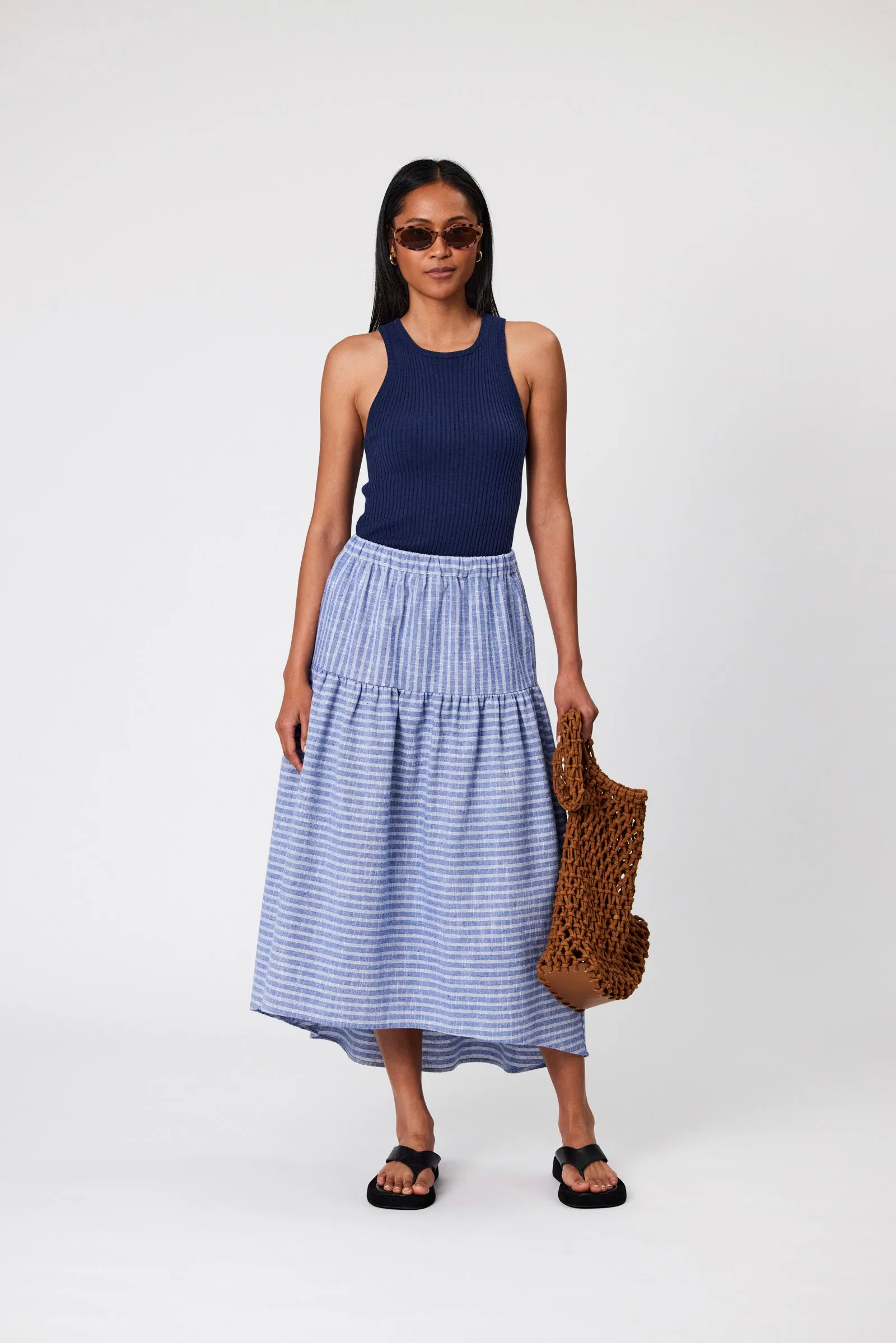 Madrid Skirt - Denim Stripe