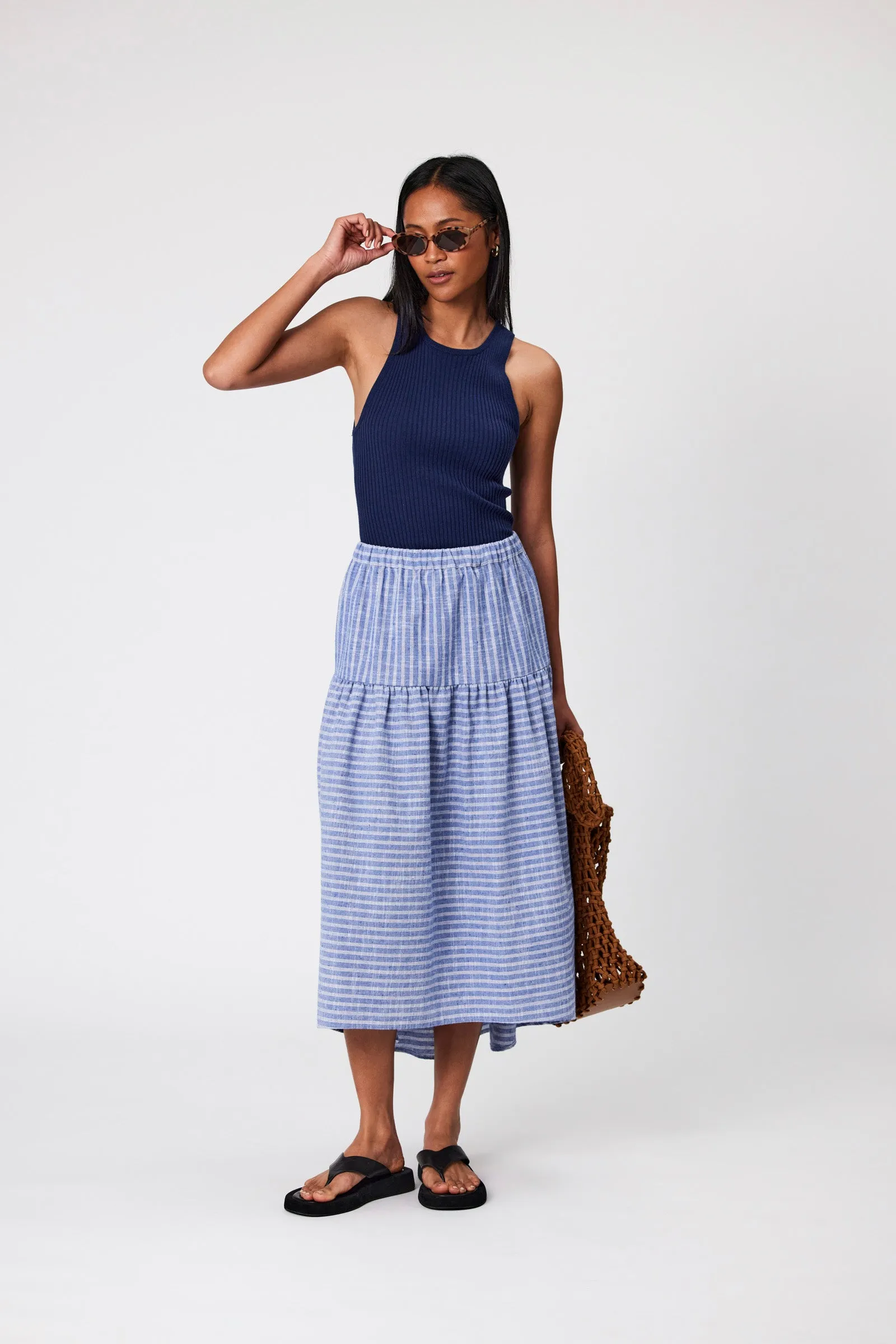 Madrid Skirt - Denim Stripe
