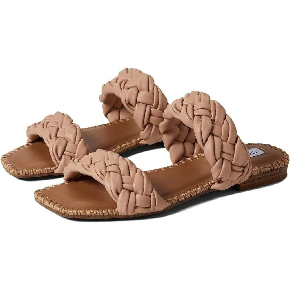 Magnitude Nude Braided Flat Slide Sandals