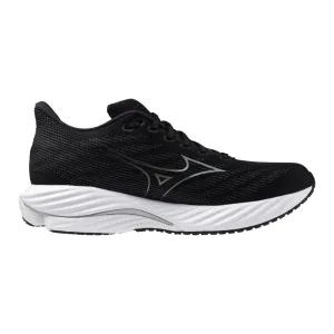 Men's Mizuno Wave Rider 28 Running Shoe in Black Silver